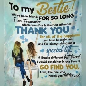 298- To My Bestie Motivational Words Blanket Throw NWT